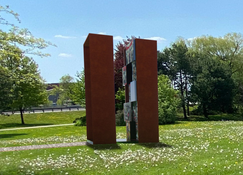 Reflective Steel Surfaces and Corten Patina Shape a Memorial for Collective Remembrance