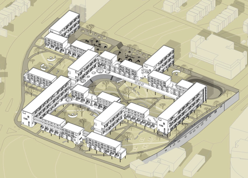 Elevated Community Housing with Integrated Rainwater Canals