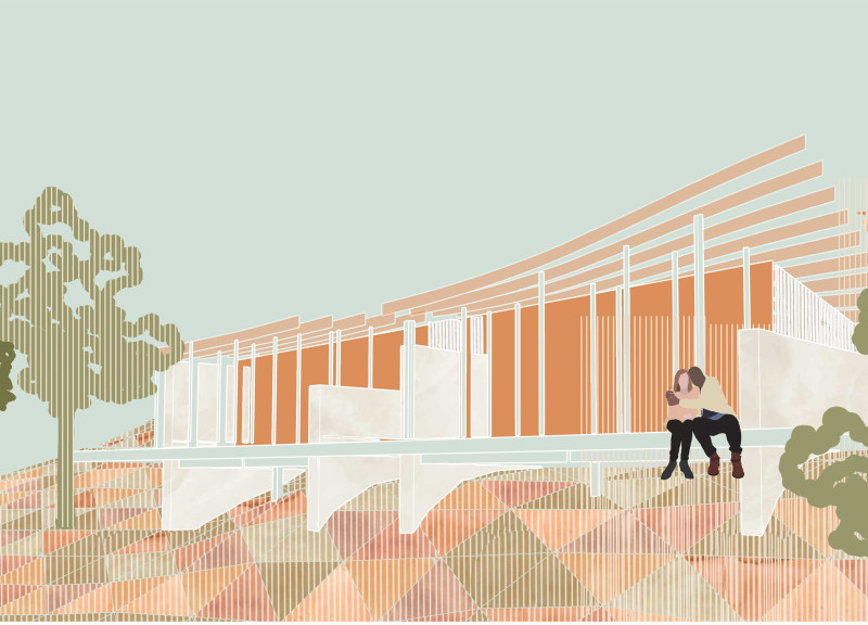 Central Flame and Stone Walls in a Sustainable Yoga Retreat