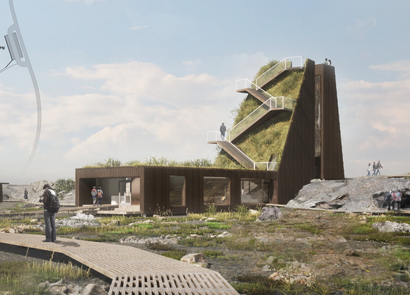 Crystal Textured Tower Overlooking Tectonic Fissure with Cross-Laminated Timber