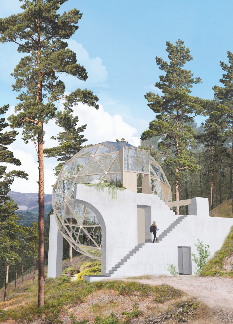 Lattice-Shell Structure Integrating Concrete and Nature for Mindful Retreats