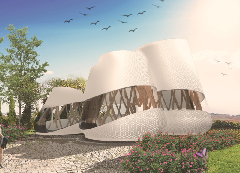 Curved Tables and Glazed Openings Enhance Vineyard Tasting Experience