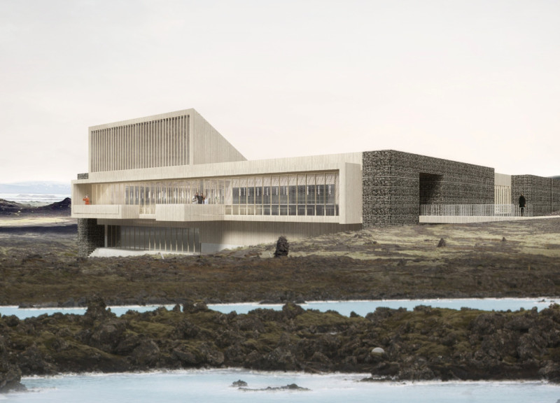 Gabion Walls Embracing Agricultural Space with Glazed Roof Overlooking Volcanic Landscape
