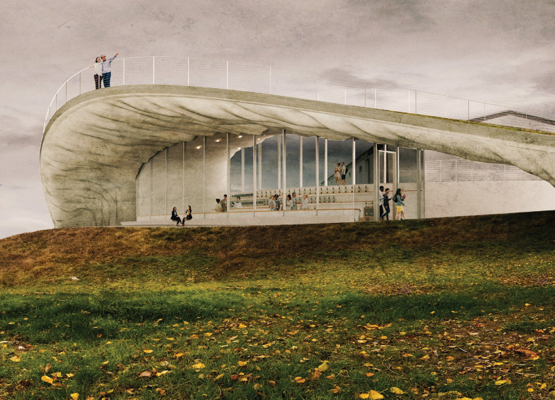 Earth-Sculpted Cave with Concrete Arch Engaging Visitors in a Vineyard Landscape