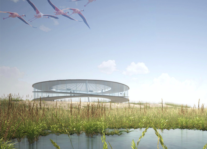 Circular Concrete Design Emphasizing Landscape Views and Equilibrium