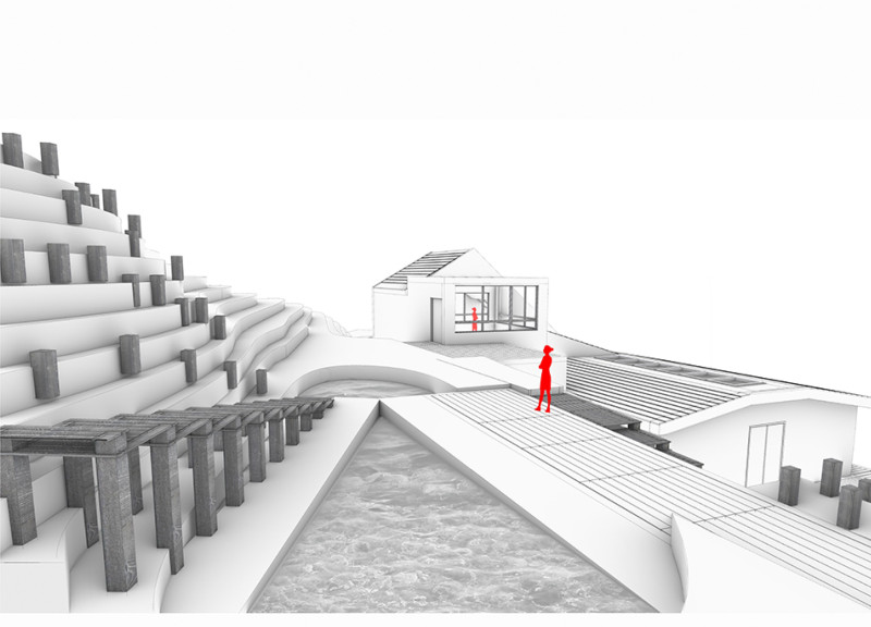 Kebony Wood and Granite Structure Fostering Mindfulness in Nature