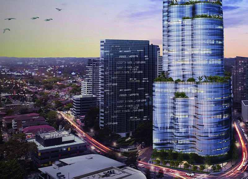 Fluid Form with Translucent Shading and Tiered Green Spaces for Modern Workspaces