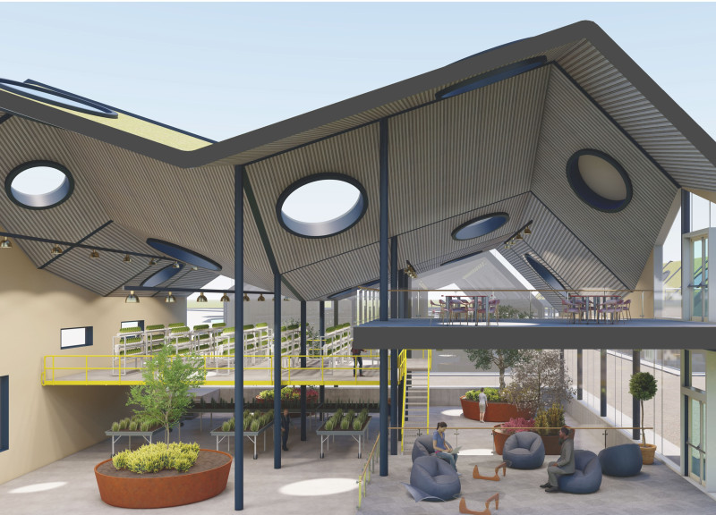 Double-Glass Facade with Hydroponic Greenhouse Functionality