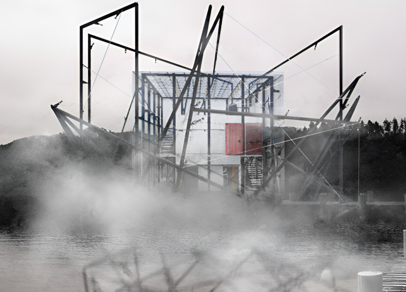 Artificial Clouds and Glass Encasement Overlooking Lake Hallwil