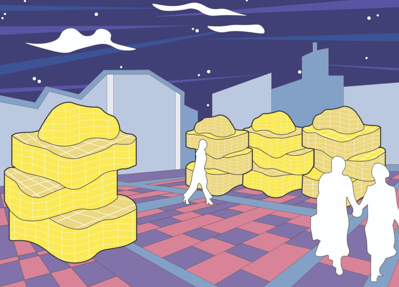 Soundwave-Inspired Booth Featuring Solar Panels for Community Interaction