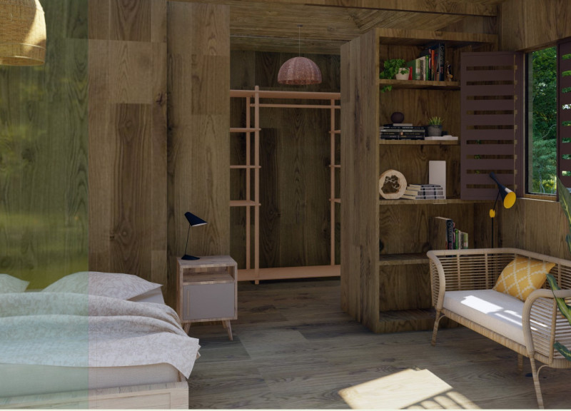 Gabion Walls and Local Wood Create Sustainable Sleeping Pods in a Hillside Setting