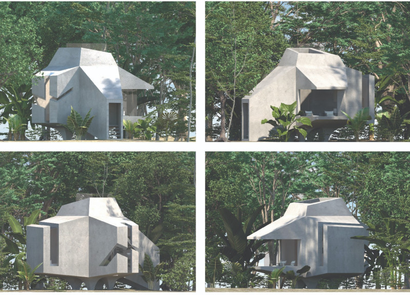 Creature-Like Retreat with Asymmetrical Windows and Natural Light