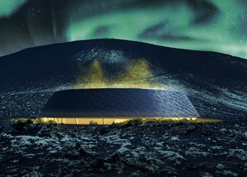 Circular Timber Pavilion Embracing Volcanic Landscape with Steaming Pond