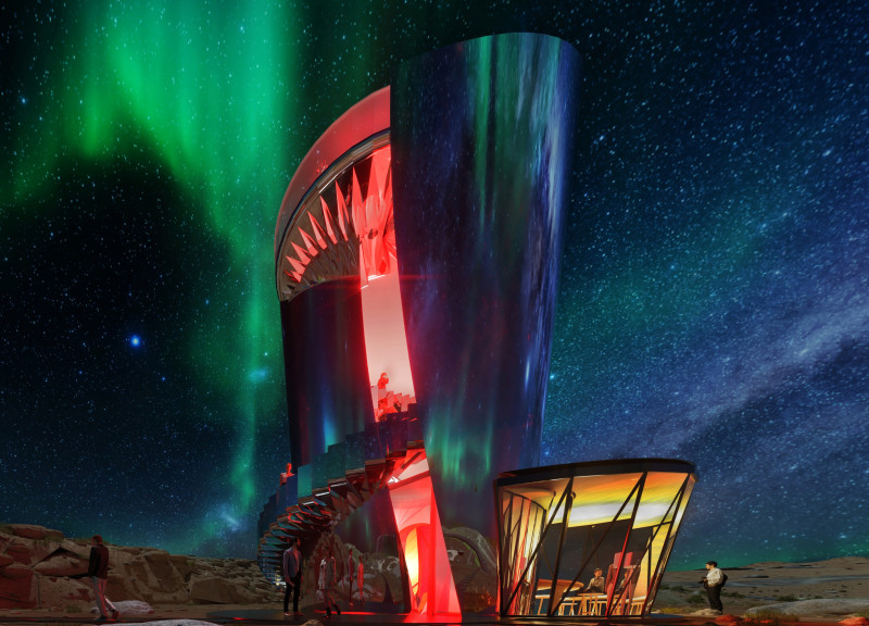 Reflective Steel Structure Embracing the Landscape and Geothermal Energy