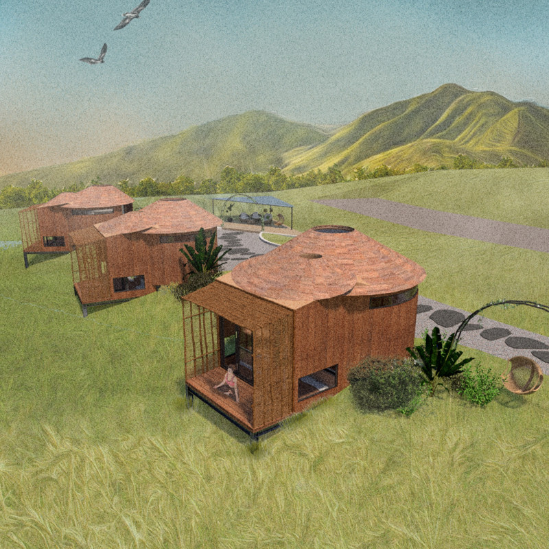 Circular Structures Enhanced by Maritime Pine and Natural Light for Wellness Retreats