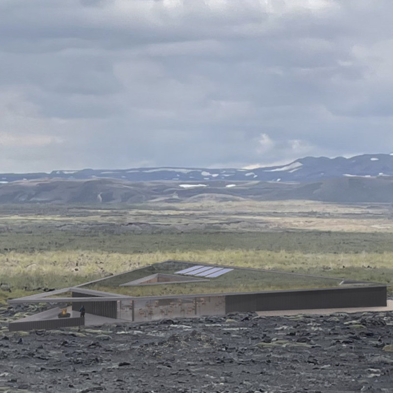 Dark Wood and Volcanic Rock Shaping a Visitor Center in Iceland