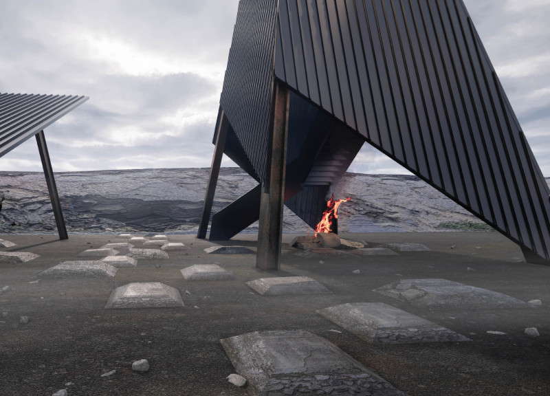 Protruding Cones and Corrugated Metal in a Natural Landscape