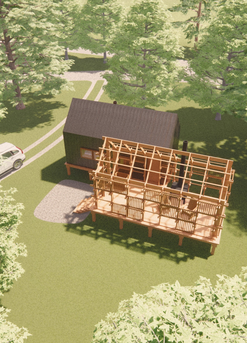 Enclosed and Exposed Cabins Featuring Local Materials for Eco-Tourism Retreat