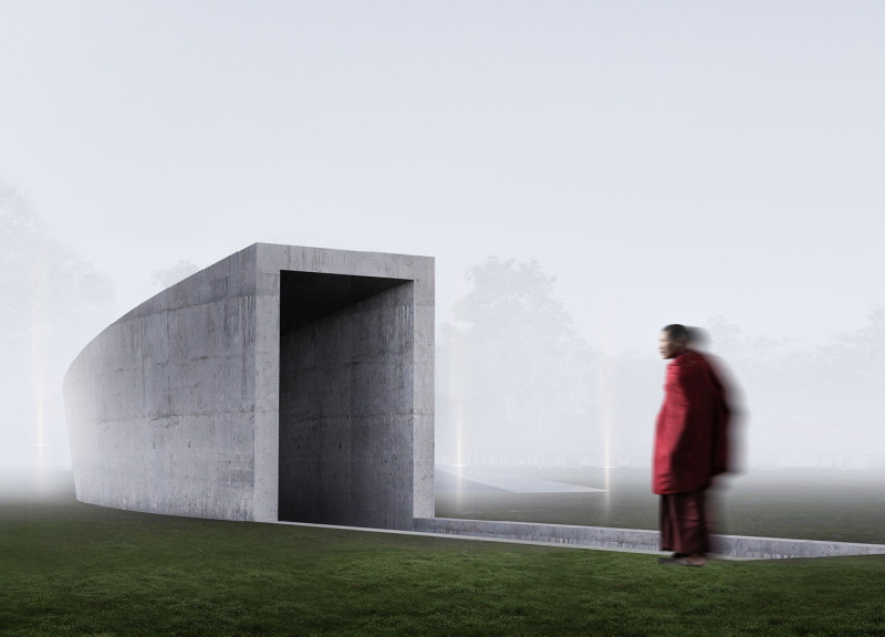 Light-Filled Void Emphasizing Reflection and Memory Through Fiberglass Tubes