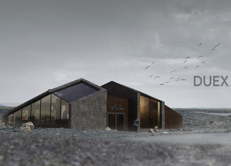 Geometric Segments of Concrete and Wood Embracing Icelandic Landscapes