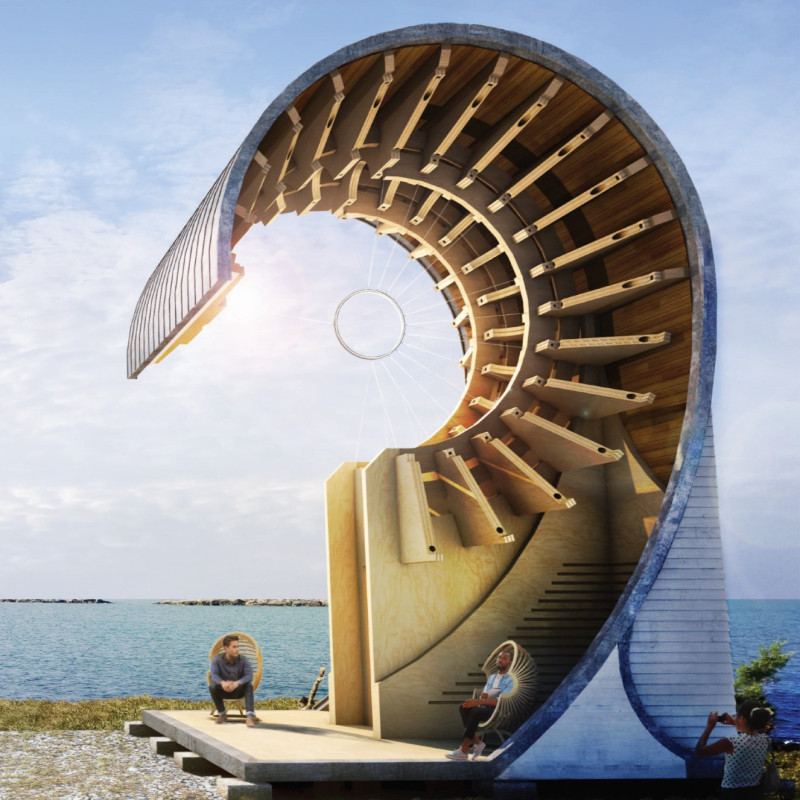 Cnc Grooved Walls Enriched with Glulam and Granite Foundations