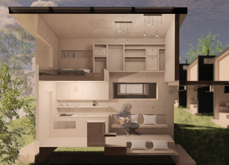 Rain Catchment Solutions and Sustainable Living in Microhomes for Supportive Housing
