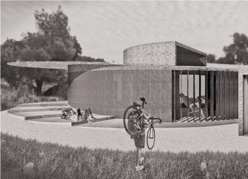 Spiral Form Embraced by Local Stone and Wood for Community Engagement