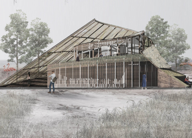 Charred Wooden Shingles and Glass Fronts Defining a Natural Observation Hub