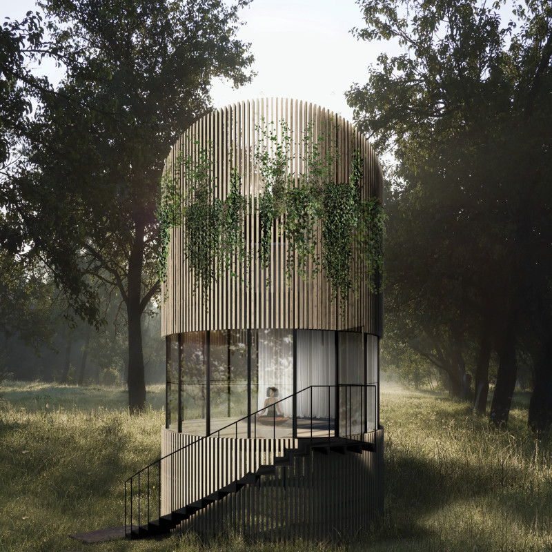 Green Roof Sanctuary with Corten Steel Fire Pit and Stone Altar