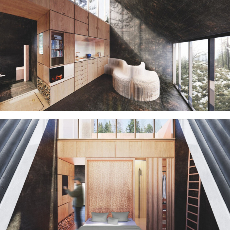 Wool Insulated Home with Movable Steel Components and Upcycled Wood Cases