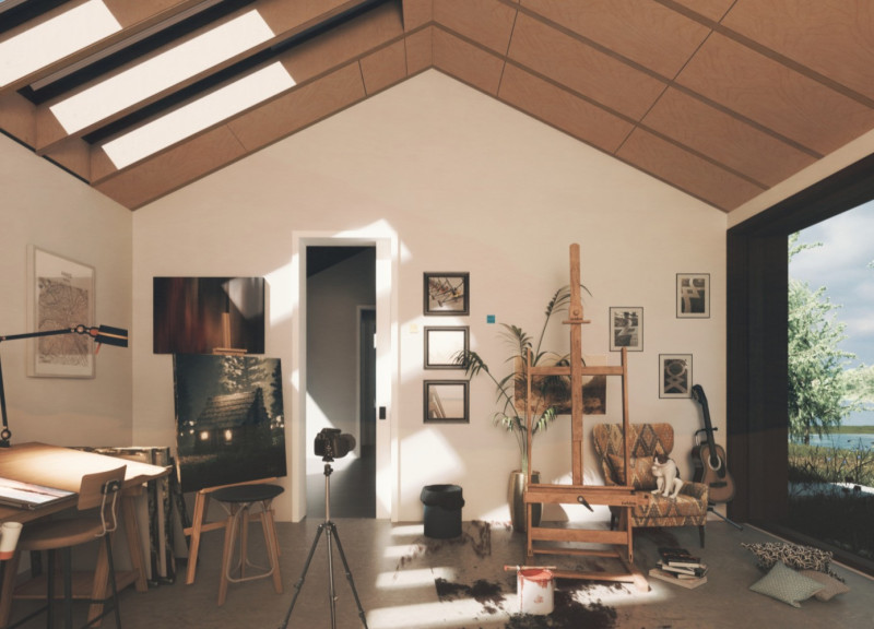 Reclaimed Wood Facade Enhancing Cross-Ventilation in Lakeside Family Living