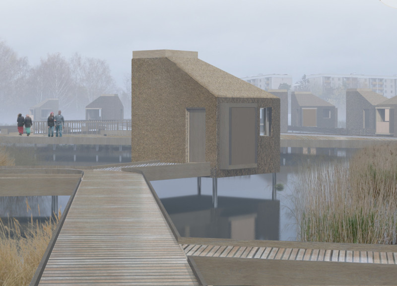 Cattail Insulation and Reed Roofing in Community Microhomes