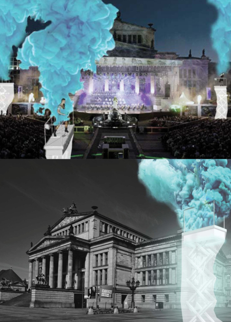 Colored Smoke Creates Immersive Experiences in a Semi-Transparent Booth