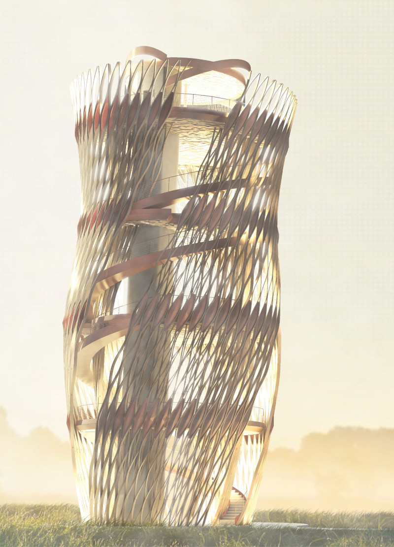 Twisting Trellises and Scenic Vistas in a Wooden Observation Tower