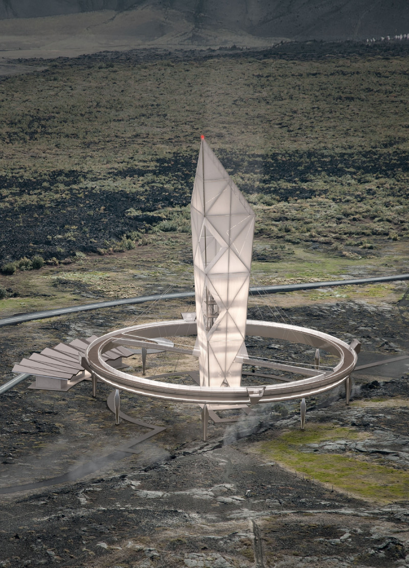 Elevated Circular Walkway Enhances Geological Exploration Experience