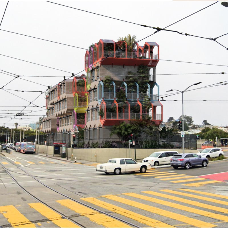 Hexagonal Housing Units with Precast Concrete and Community Gardens