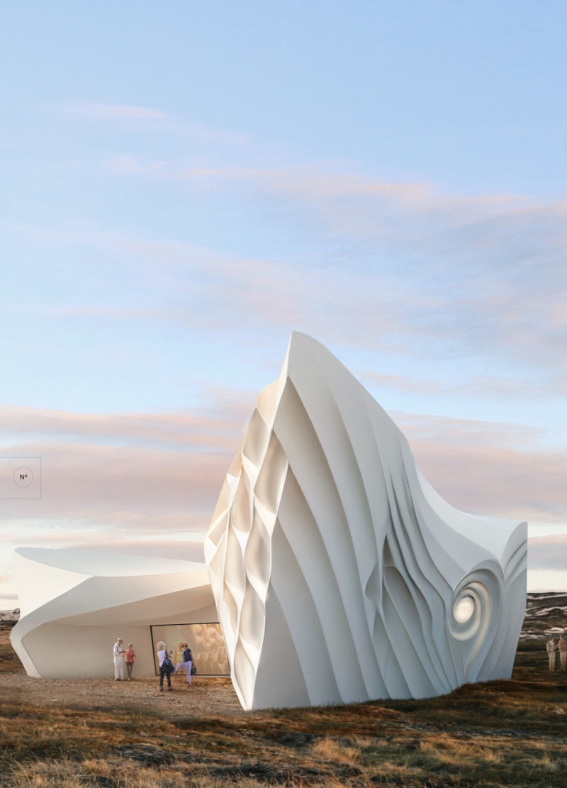 Curved Laminated Wood and Volcanic Earth Create a Functional Hub for Filmmakers