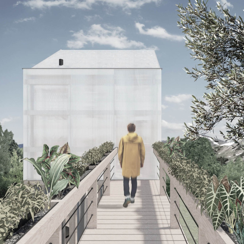 Translucent Polycarbonate Cabin with Integrated Rainwater System