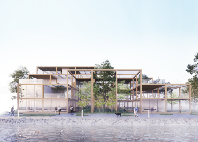 Timber Grid Structures with Green Terraces for Flexible Workspaces