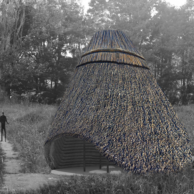 Dome Structure Crafted from Natural Thatch and Reed Braid for Introspective Meditation