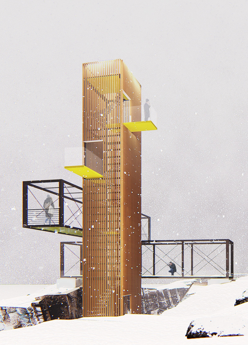 Thermowood Tower Overlooking Grjótagjá Caves with Modular Pathway Access