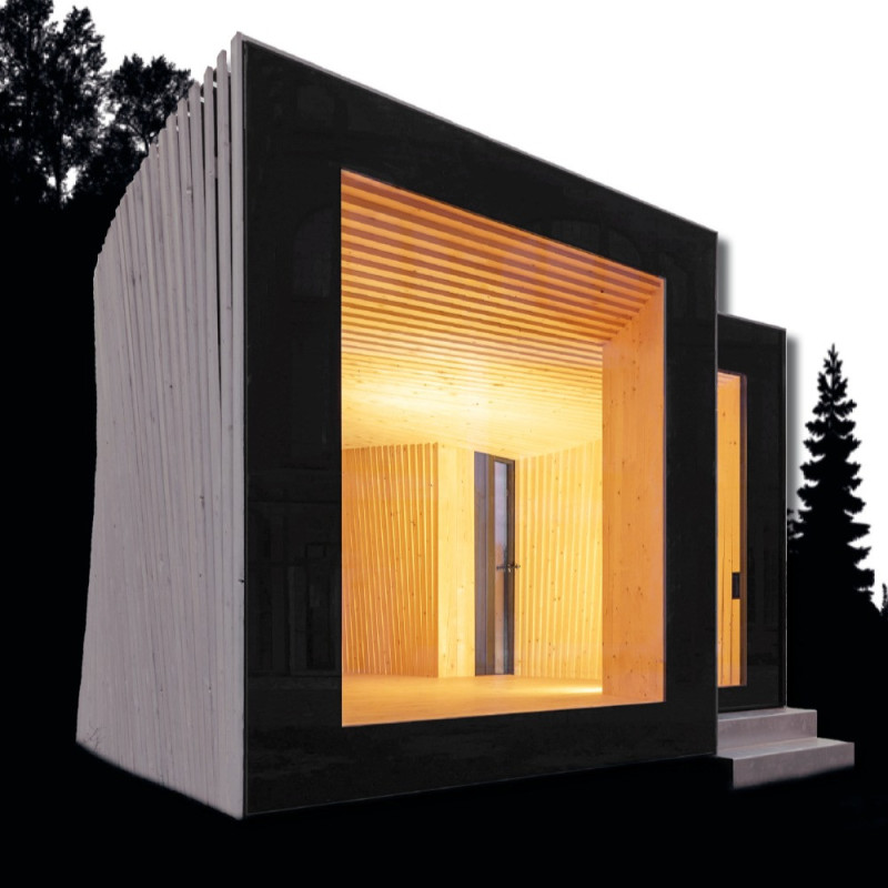 Timber Micro-House with Staggered Frames and Thermal Slits