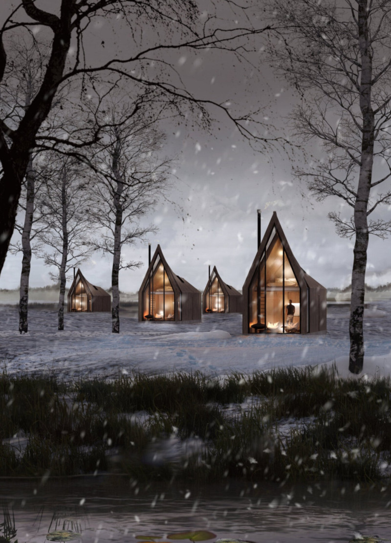 Hearth-Centered Retreat with Birch Cladding and Natural Elements