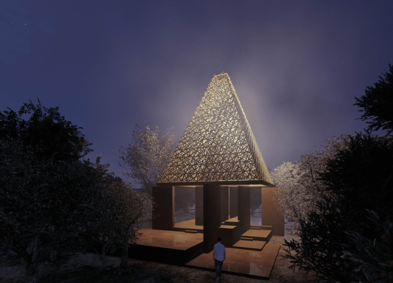 Bamboo Canopy over Reflecting Pools in a Secluded Retreat