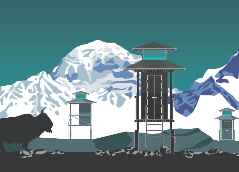 Rainwater Collection Facility with Filtering Fabric in a Raised Timber Structure