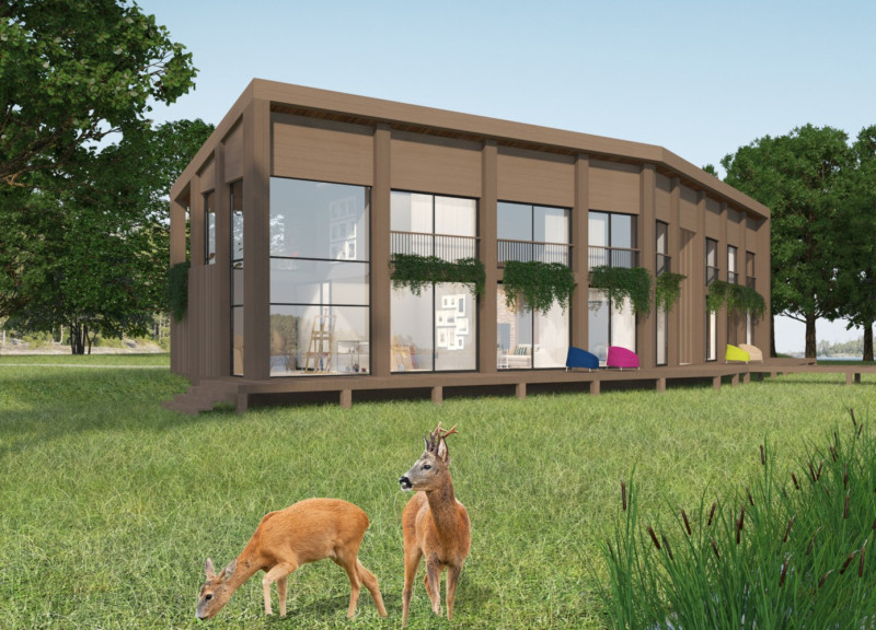 Grass Roof Habitat Integrating Wood and Biodiversity