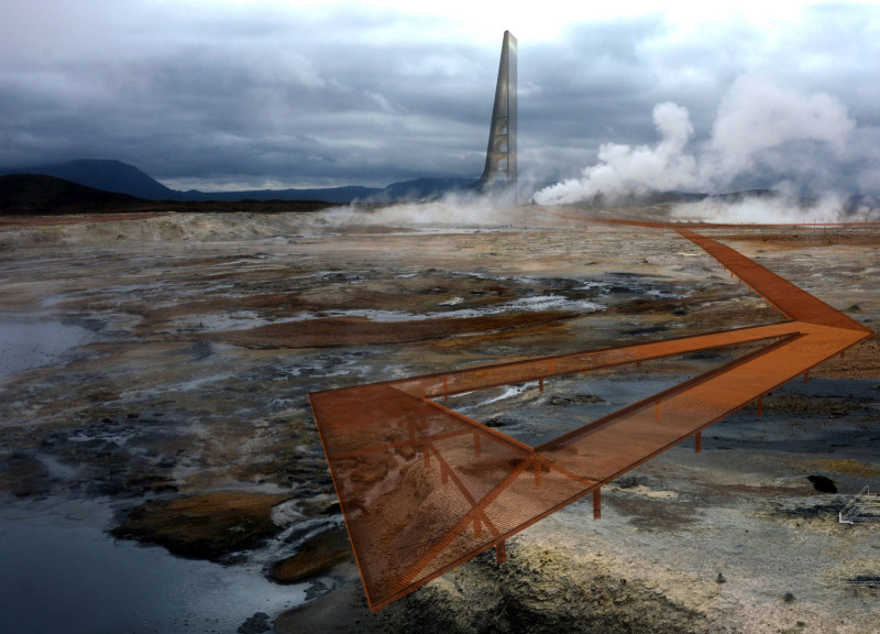 Viewing Platform Elevated Above a Stunning Fissure with Sustainable Wood and Corten Steel
