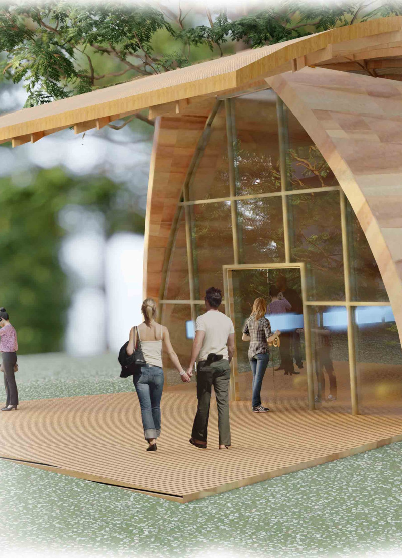 Curve and Calm: a Rammed Earth Meditation Cabin with Bamboo Elements