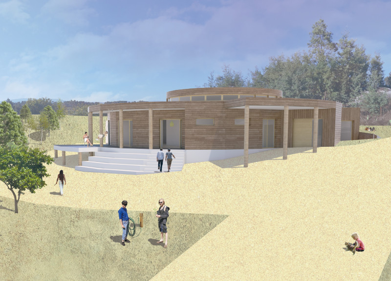 Spiral Community Hub with Photovoltaics and Natural Ventilation