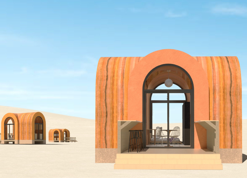 Rammed Earth Arches and Closed Cell Insulation in a Flexible Microhome